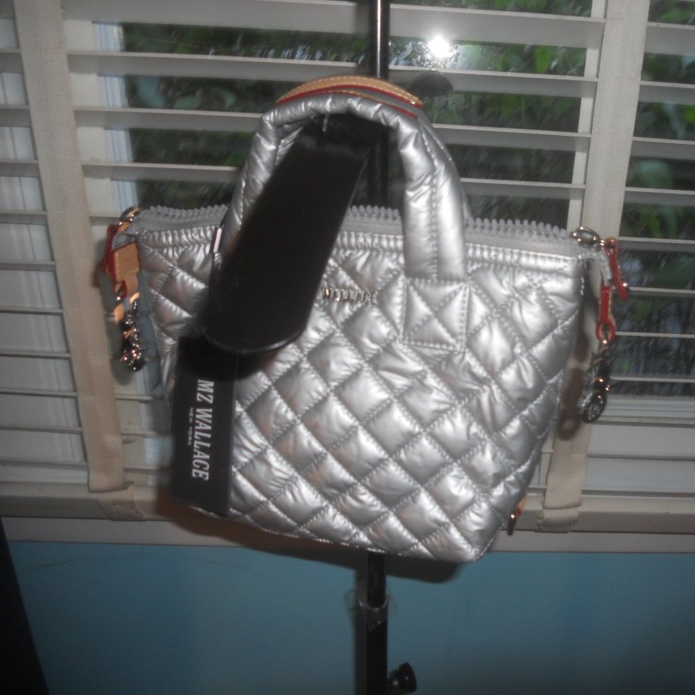 NWT MZ WALLACE Tin Metallic Micro Sutton Crossbody
